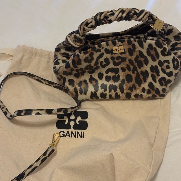 Ganni Brown Leopard Print Shoulder Bag - Picture 1 of 1